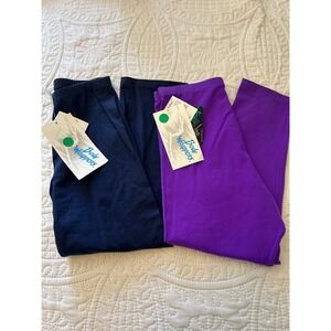 Body Wrappers Cropped Pants Lot 2 Lycra Spandex Navy Purple Medium